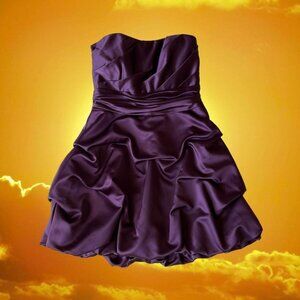David's Bridal Purple Bubble Hem Prom Dress NWT